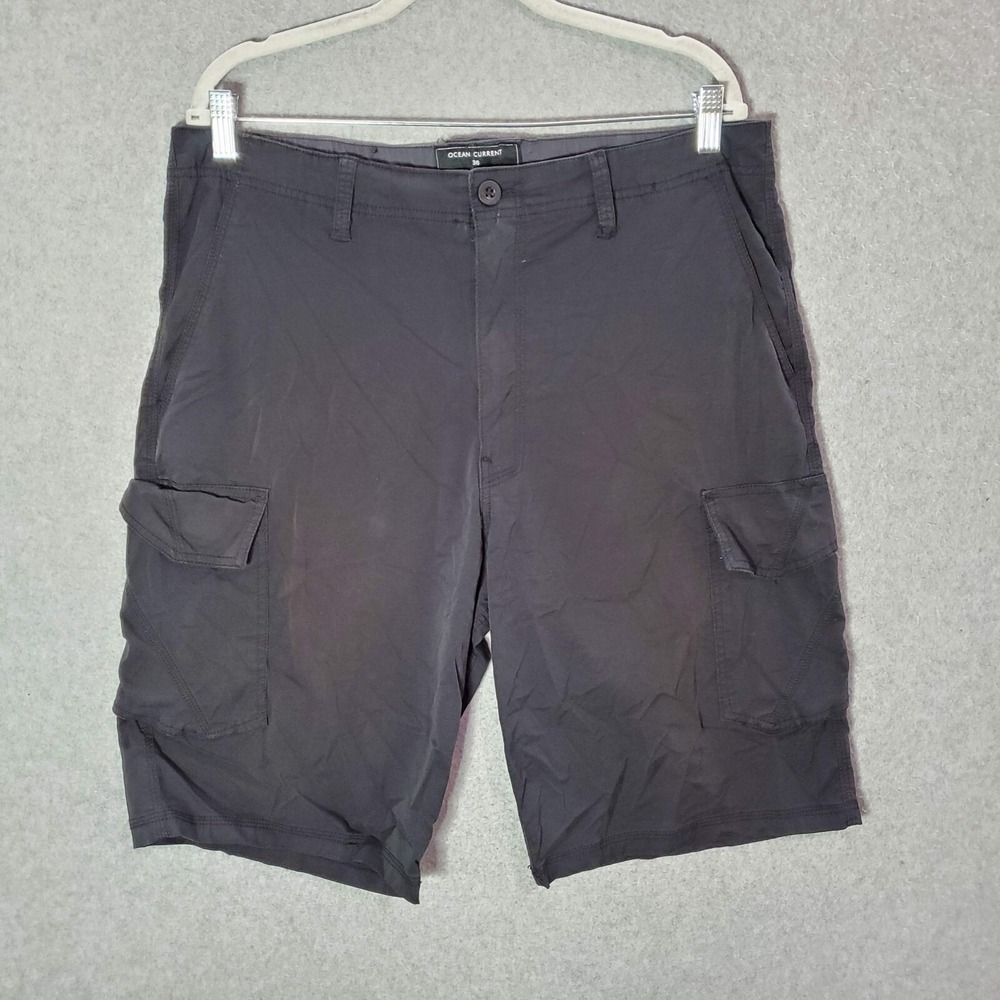 Ocean Current Men Shorts 36 Black Cargo Pockets High Rise 10" Inseam